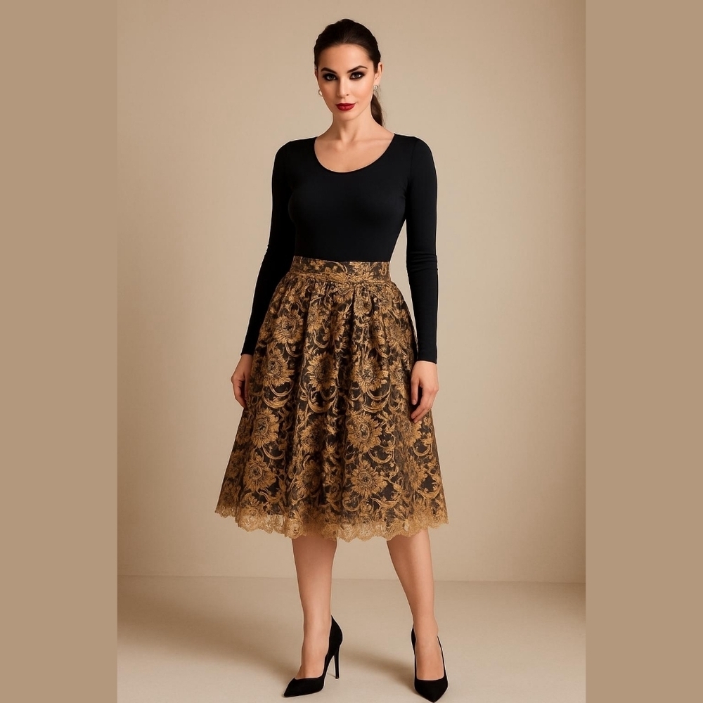 Trina Turk Lace Overlay Skirt 🌸Designer: Trina Turk – known for bold prints,